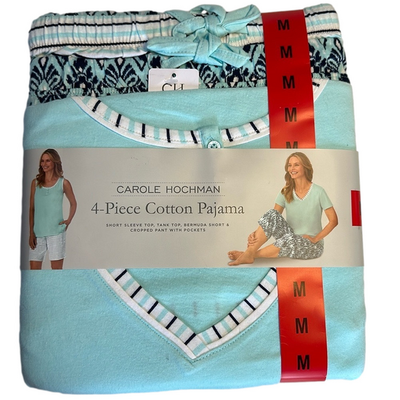 NWT! CAROLE HOCHMAN 4-Piece Cotton Pajamas size Medium - Picture 1 of 9
